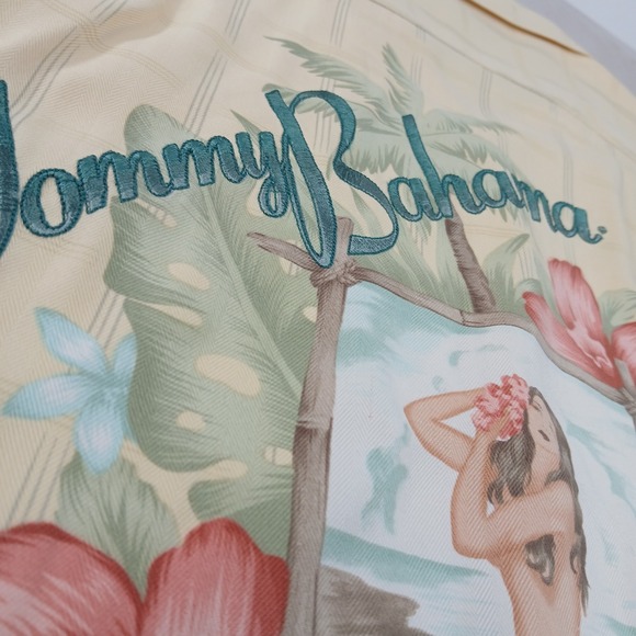 Tommy Bahama Large Mens Shirt Hawaiian Camp Silk Floral Casual 24x29 Has Defects - Picture 11 of 12